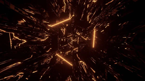 Egy Futurisztikus Absztrakt Neon Fényekkel Sötét Háttérrel — Stock Fotó