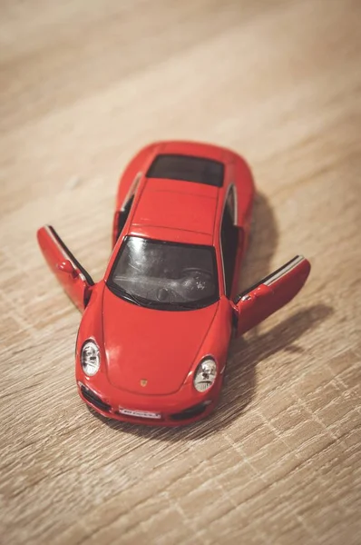 Poznan Polska Listopada 2016 Czerwony Model Zabawki Porsche Sportowy Samochód — Zdjęcie stockowe