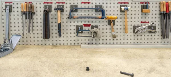 Los Diferentes Instrumentos Herramientas Para Reparación Pared — Foto de Stock