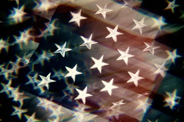 Superεπιβεβλημένα Αστέρια Πετούν Πάνω Από Την Αμερικανική Σημαία Αστέρια Και — Φωτογραφία Αρχείου