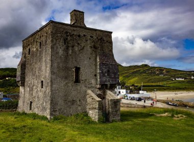 The castle of the Pirate Queen Grace O'Malley on the Clare Island in Clew Bay clipart
