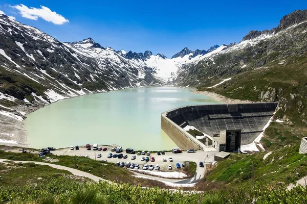 Beautiful Shot Oberaarsee Dam Oberaar Glacier Valais Switzerland — Stock Photo, Image