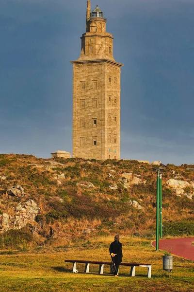 Torre Hércules Coruña España Bajo Cielo Nublado — Foto de Stock