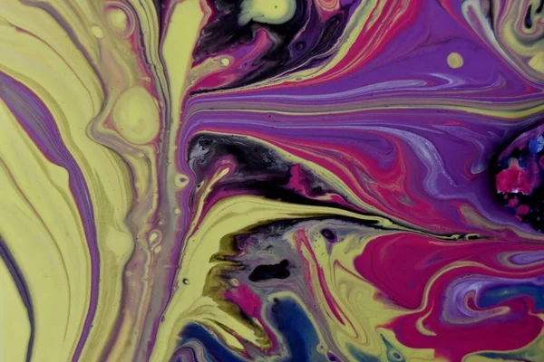 Soyut Akrilik Renkli Dalgaların Oluşturduğu Yaratıcı Bir Arkaplanın Makro Çekimi — Stok fotoğraf