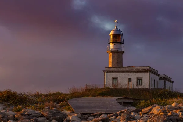 Larino Lighthouse Cloudy Sky Sunset Evening Spain — Stock Photo, Image