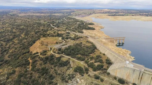 Uma Tomada Aérea Reservatório Barragem Almendra Salamanca Espanha — Fotografia de Stock