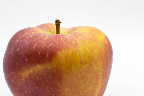 Una Hermosa Foto Una Manzana Roja Madura Aislada Sobre Fondo — Foto de Stock