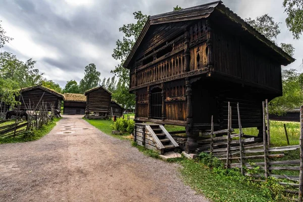 Het Norsk Folkemuseum Oslo Een Openluchtmuseum Met Traditionele Gebouwen Uit — Stockfoto