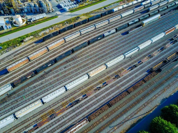 線路や車の空中撮影 — ストック写真