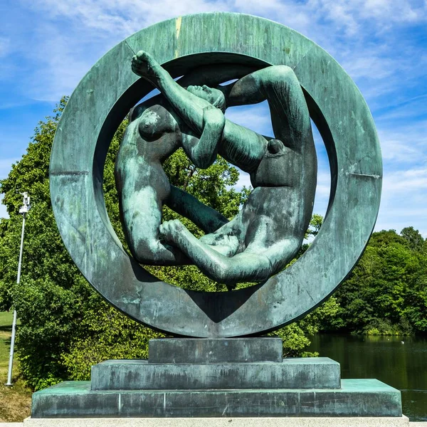 Eine Nahaufnahme Einer Bronzeskulptur Von Gustav Vigeland Frogner Park Oslo — Stockfoto