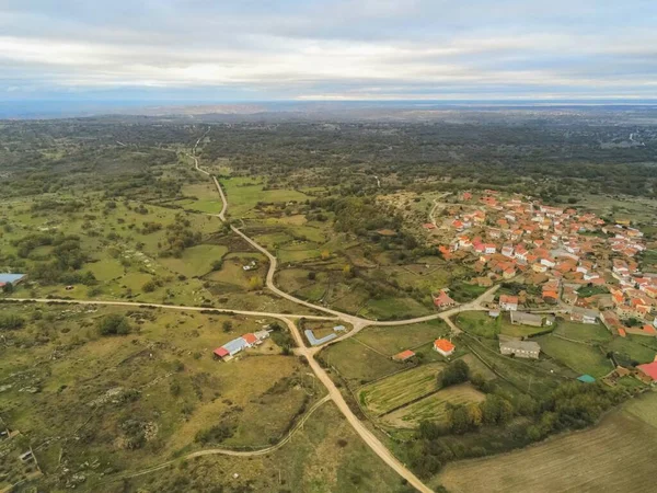 Salamanca Spanya Nın Arribes Del Duero Kentindeki Bir Köyün Hava — Stok fotoğraf