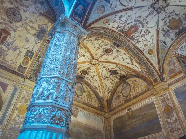 Vue Angle Bas Beau Plafond Peint Florence Italie — Photo