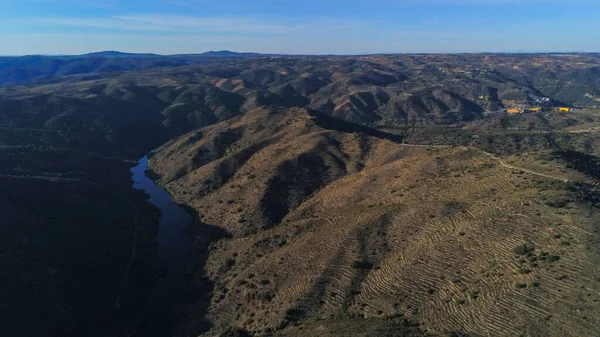 Aerial View Landscape Arribes Duero Vilarino Los Aires Salamanca Spain — Stock Photo, Image