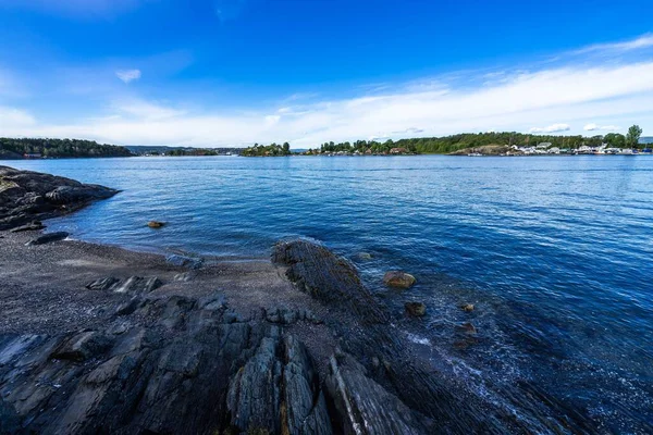 Bellissimo Paesaggio Visto Isola Hovedoya Nel Fiordo Oslo Norvegia — Foto Stock