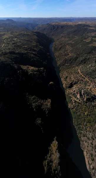 Hög Vinkel Skott Smal Flod Arribes Del Duero Salamanca Spanien — Stockfoto