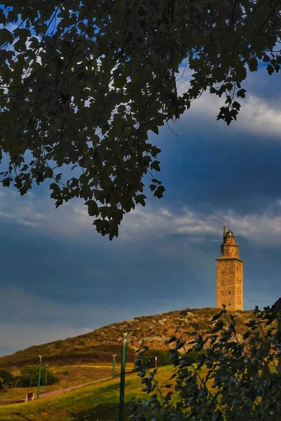 Tiro Vertical Torre Hércules Espanha — Fotografia de Stock