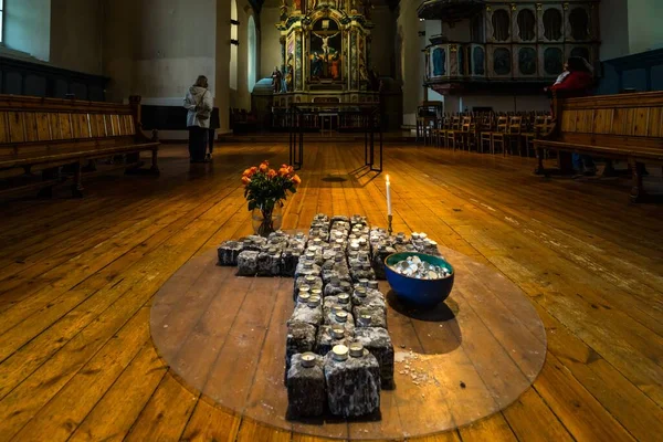 Świece Motorowe Krzyżu Kościele Var Frue Kirke Trondheim Norwegia — Zdjęcie stockowe