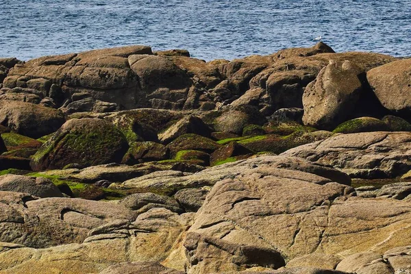 在西班牙加利西亚 一个美丽的拍摄的岩石接近大海的白天在考鲁内 — 图库照片