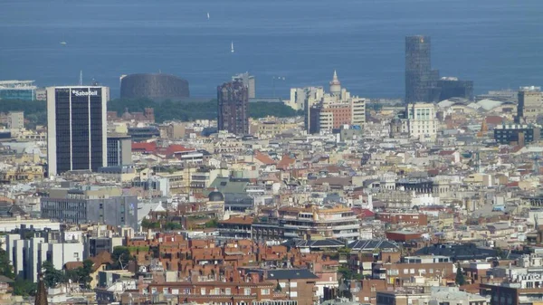 Vacker Utsikt Över Moderna Arkitektoniska Byggnader Barcelona Stad Spanien — Stockfoto