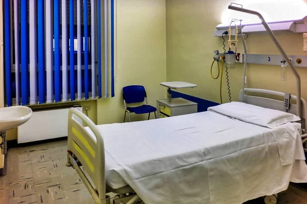 Aufnahme Eines Leeren Bettes Krankenhauszimmer Aus Der Höhe — Stockfoto