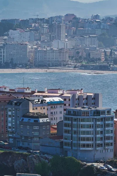 Spanya Nın Coruna Şehrindeki Binaların Dikey Yüksek Açılı Görüntüsü — Stok fotoğraf