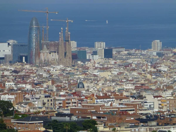 Beau Plan Bâtiments Près Mer Barcelone — Photo