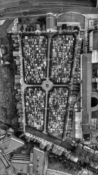 Aerial Greyscale Shot Aveiro Cemetery Portugal — Stock Photo, Image