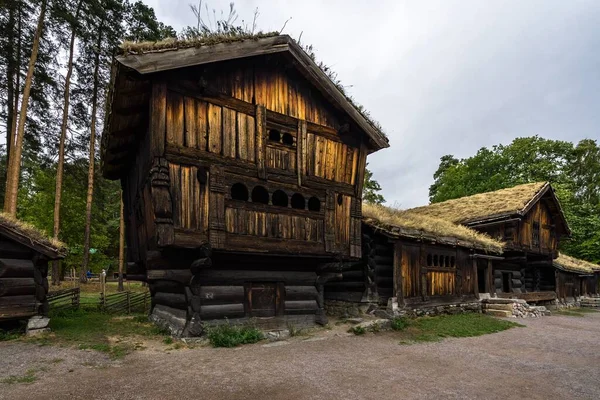 Norsk Folkemuseum Oslo Ett Friluftsmuseum Med Traditionella Byggnader Från Norska — Stockfoto