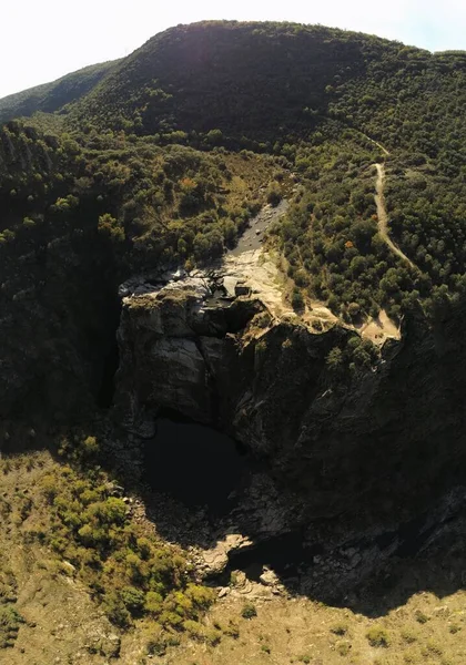 Una Toma Alto Ángulo Cascada Pozo Los Humos Salamanca España —  Fotos de Stock