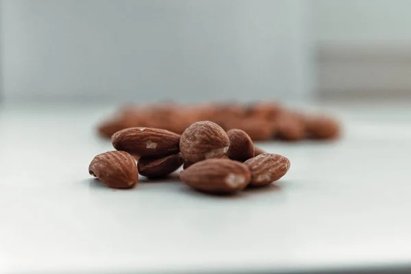 Closeup Shot Fresh Almonds White Background — Stock Photo, Image