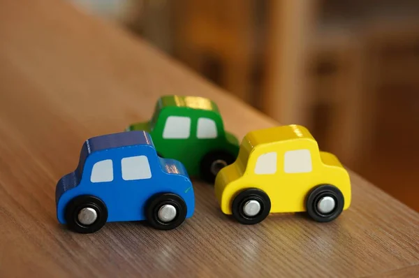 Brinquedos Carro Madeira Coloridos Brinquedo Madeira — Fotografia de Stock