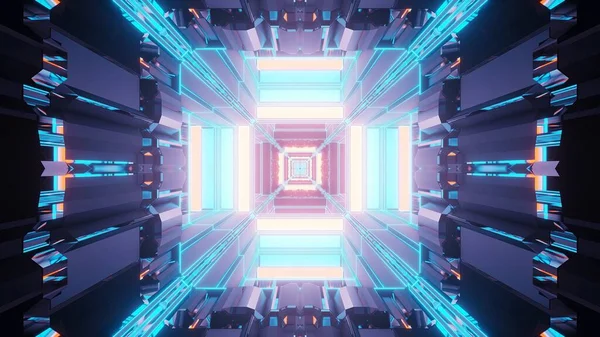Ein Lebhaftes Abstraktes Psychedelisches Korridormuster Für Hintergrund Mit Blauen Und — Stockfoto