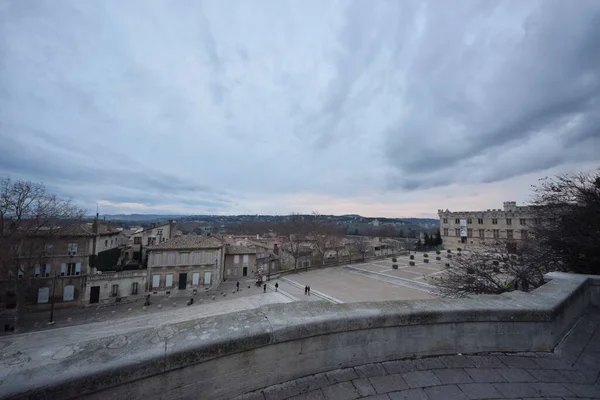 Palacio Los Papas Bajo Cielo Nublado Durante Día Aviñón Francia —  Fotos de Stock