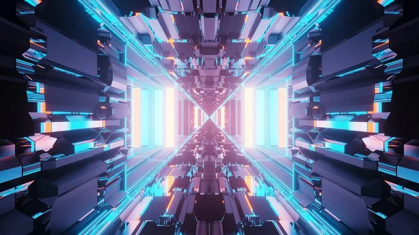 Ein Lebhaftes Abstraktes Psychedelisches Korridormuster Für Hintergrund Mit Blauen Und — Stockfoto