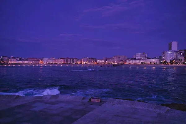 Landscape Sea Surrounded Buildings Evening Coruna Spain — Stock Photo, Image