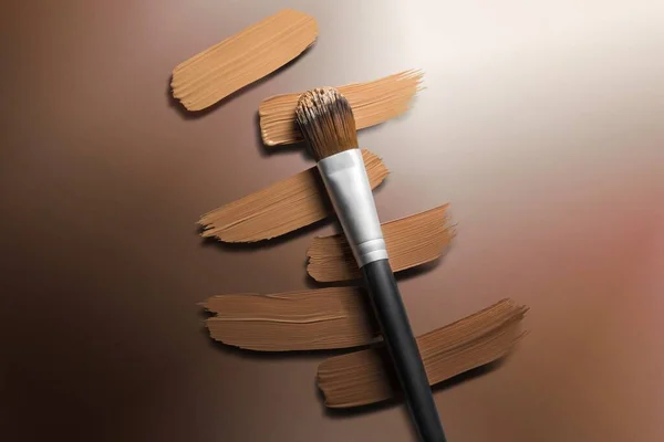Closeup Shot Brown Lines Painted Brush — Stock Photo, Image