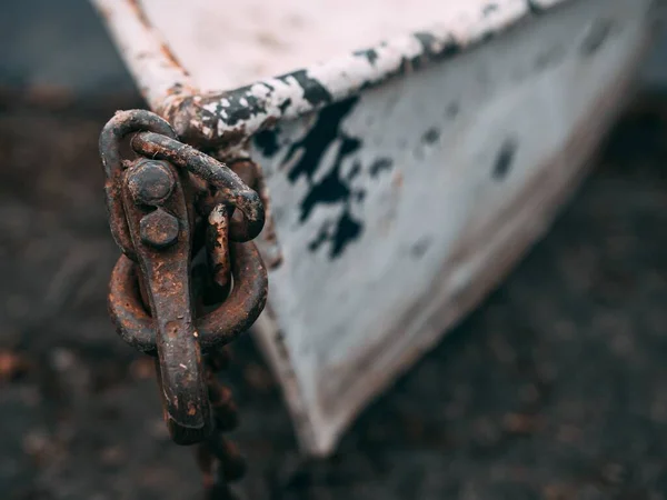 Tiro Perto Velho Barco Enferrujado — Fotografia de Stock