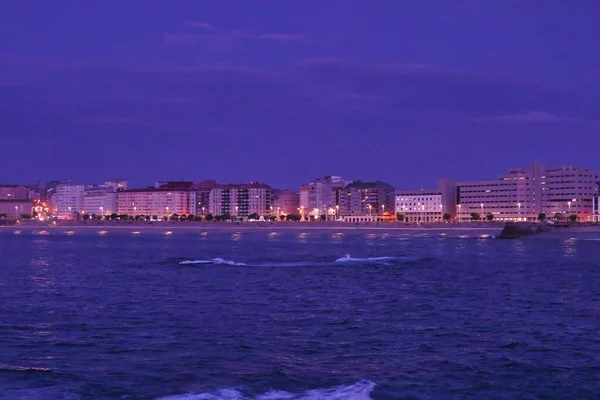 Vacker Solnedgång Coruna Riazor Distriktet Galicien Spanien Europa — Stockfoto