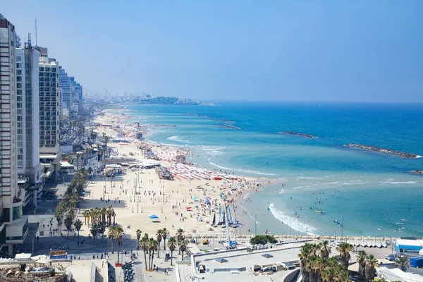 Beautiful Shot Buildings People Mediterranean Sea Israel — Stock Photo, Image