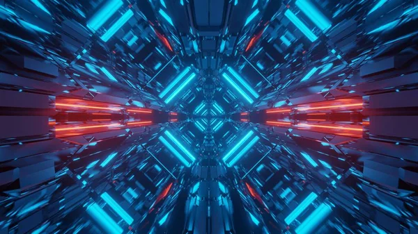 Abstrakcyjne Science Fiction Futurystyczne Tło Czerwonymi Niebieskimi Światłami Neonowymi — Zdjęcie stockowe