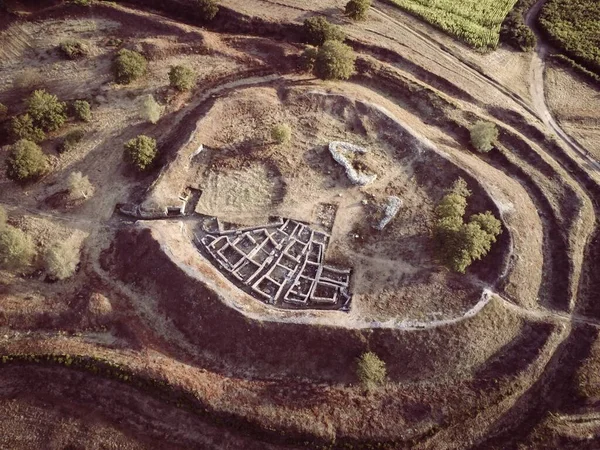 Luchtfoto Keltische Nederzetting Van Castromaior Galicië Spanje Foto Van Een — Stockfoto