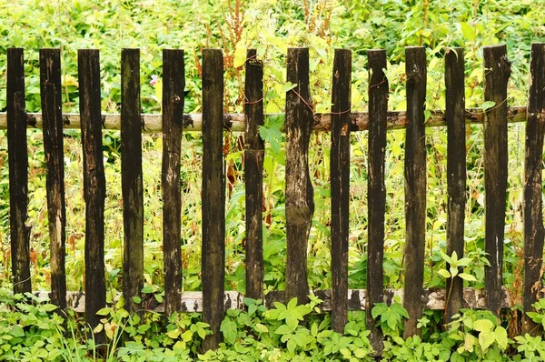 Beau Cliché Une Vieille Clôture Bois Dans Jardin — Photo