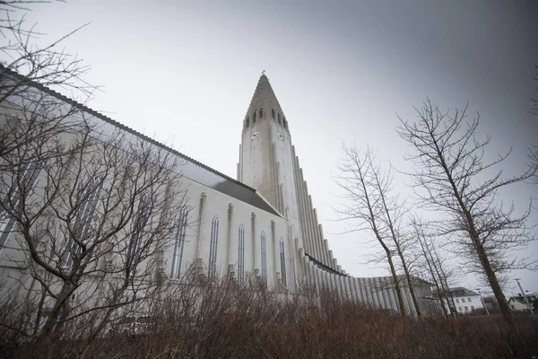 Piękna Biała Katedra Reykjaviku Islandia — Zdjęcie stockowe