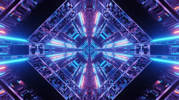 Abstracte Sciencefiction Futuristische Achtergrond Met Blauwe Neon Lichten — Stockfoto