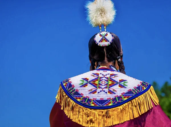 Närbild Bild Person Traditionell Indisk Amerikansk Festlig Regalia — Stockfoto