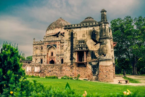 Beau Cliché Jardin Lodhi Delhi Inde Sous Ciel Nuageux — Photo