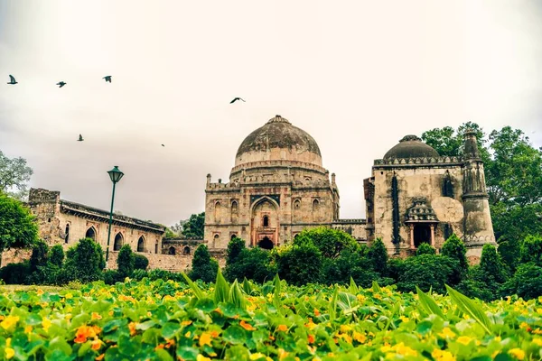 Beau Cliché Jardin Lodhi Delhi Inde Sous Ciel Nuageux — Photo