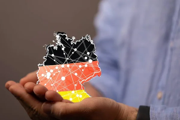 ドイツ地図デジタル ハンド3D — ストック写真