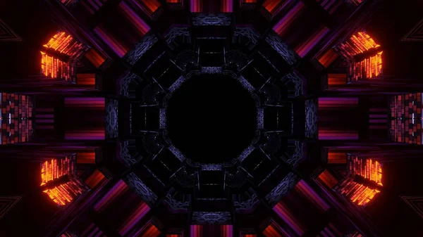 Egy Illusztráció Geometriai Formák Színes Neon Lézer Fények Tökéletes Háttér — Stock Fotó