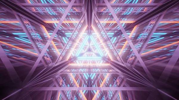 Μια Δροσερή Απεικόνιση Των Τριγωνικών Σχημάτων Λαμπερά Φώτα Λέιζερ Νέον — Φωτογραφία Αρχείου
